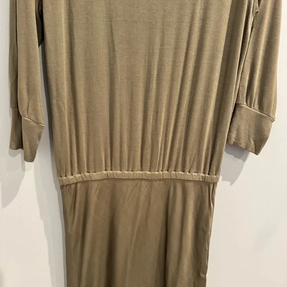 Michael Stars Nadia Mixed Fabric Satin Midi Dress in Olive Green, Size S - Picture 12 of 12